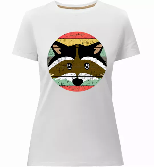 Женская премиум футболка Round racoon Белый фото