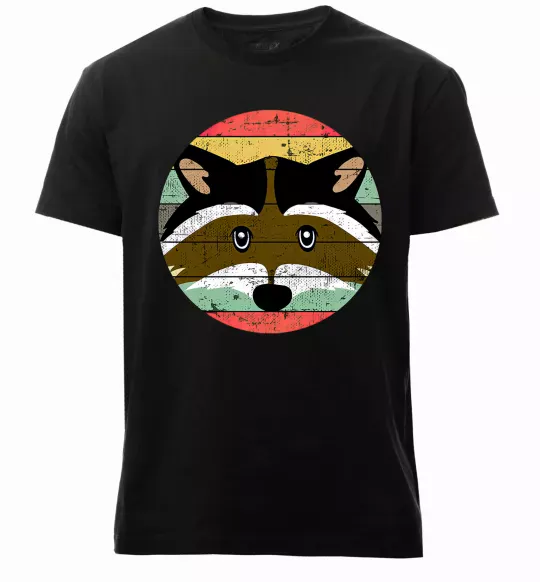 Мужская премиум футболка Round racoon Черный фото