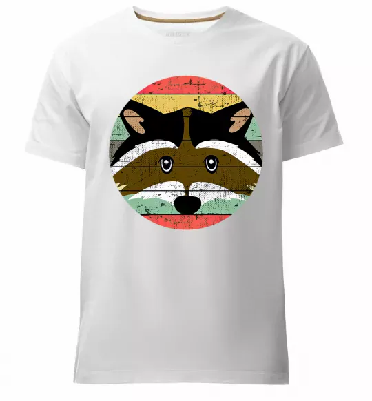 Мужская премиум футболка Round racoon Белый фото