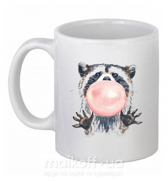 Чашка керамическая Bubblegum racoon Белый фото
