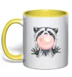 Чашка с цветной ручкой Bubblegum racoon Солнечно желтый фото