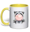 Чашка с цветной ручкой Bubblegum racoon Лимонный фото