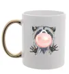 Чашка с цветной ручкой Bubblegum racoon Золото фото