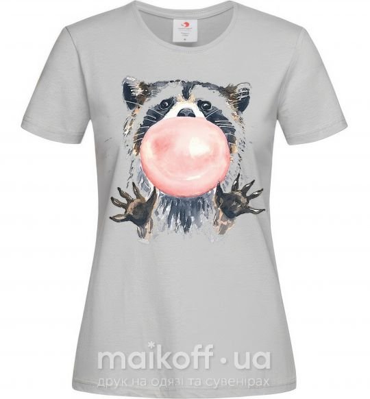 Жіноча футболка Bubblegum racoon Сірий фото