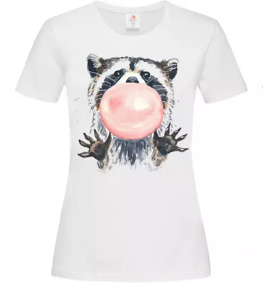 Женская футболка Bubblegum racoon Белый фото
