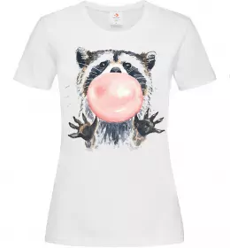 Женская футболка Bubblegum racoon Белый фото
