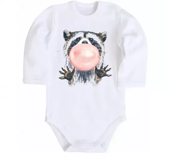 Детский боди Bubblegum racoon Белый фото