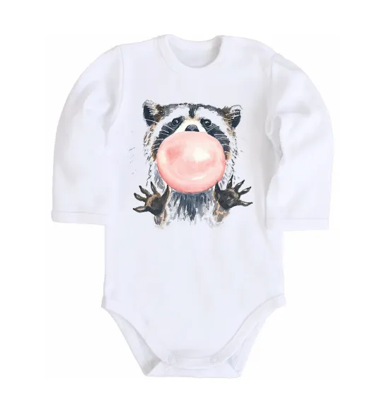 Дитячий бодік Bubblegum racoon Білий фото