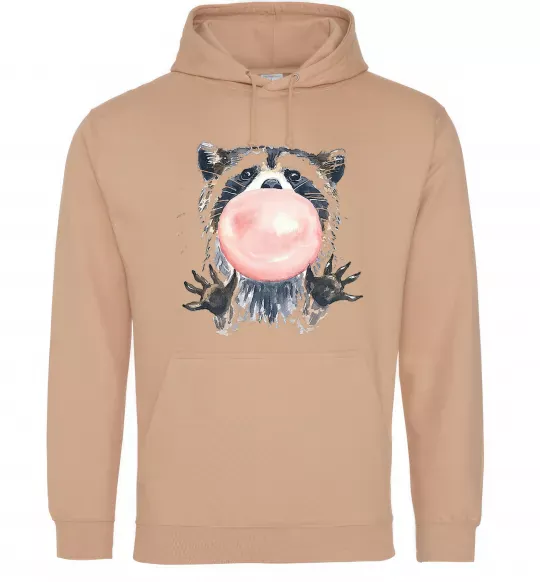 Мужская толстовка (худи) Bubblegum racoon Песочный фото