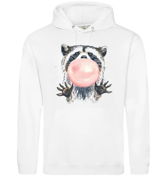 Жіноча толстовка (худі) Bubblegum racoon Білий фото