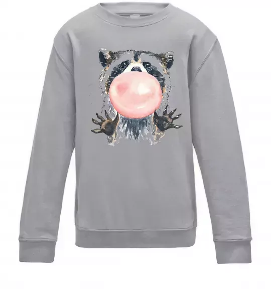 Дитячий світшот Bubblegum racoon Сірий меланж фото