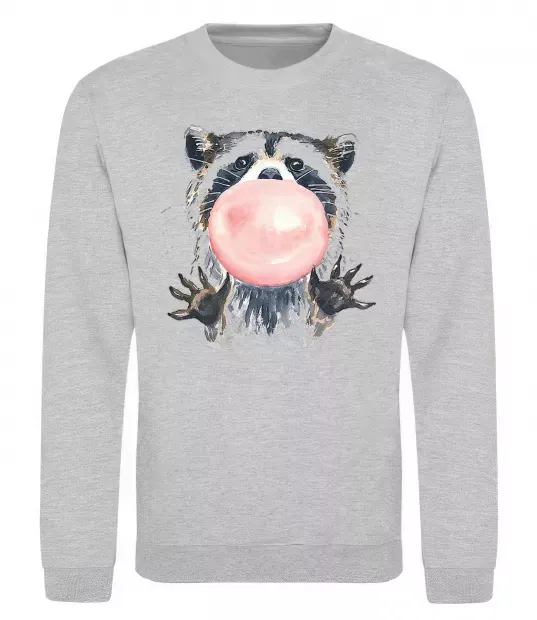 Свитшот Bubblegum racoon Серый меланж фото