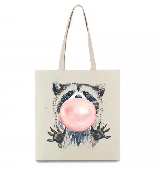 Еко-сумка Bubblegum racoon Бежевий фото