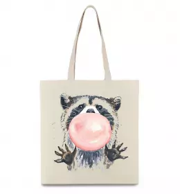 Эко-сумка Малюнок єнота Бежевый фото