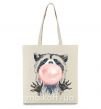 Эко-сумка Bubblegum racoon Бежевый фото