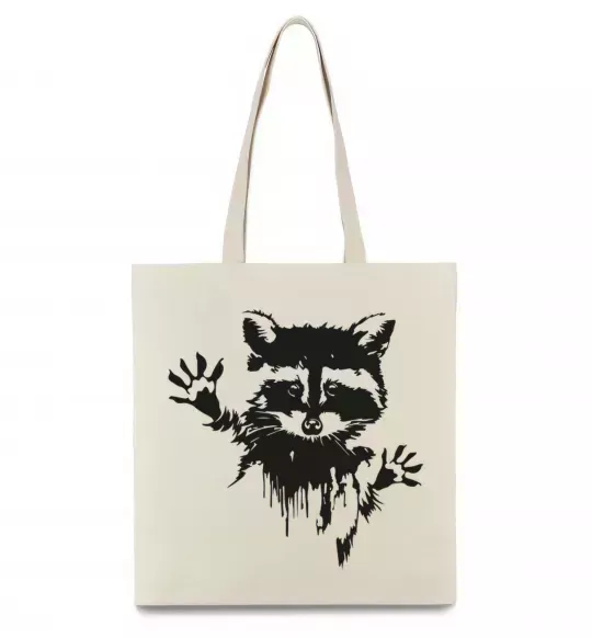 Еко-сумка Лапки єнота Бежевий фото