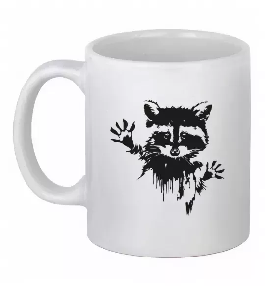 Чашка керамічна Лапки єнота Білий фото