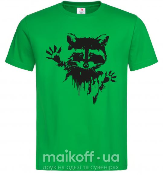 Мужская футболка Лапки енота Зеленый фото
