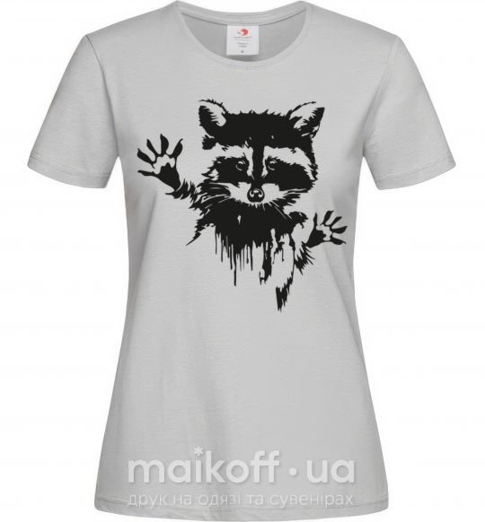 Женская футболка Лапки енота Серый фото