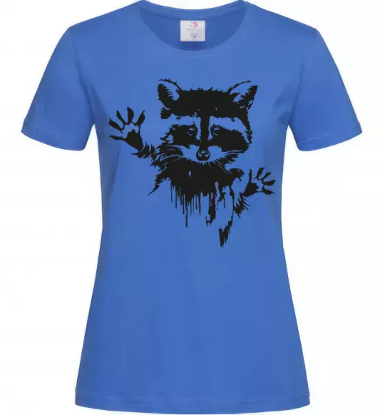 Жіноча футболка Лапки єнота Яскраво-синій фото