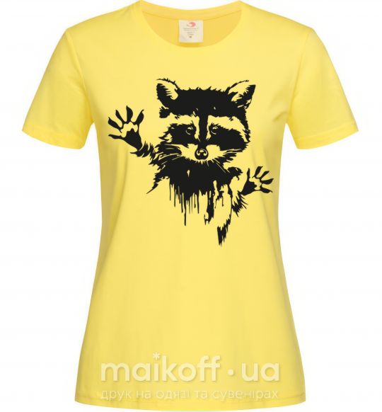 Женская футболка Лапки енота Лимонный фото