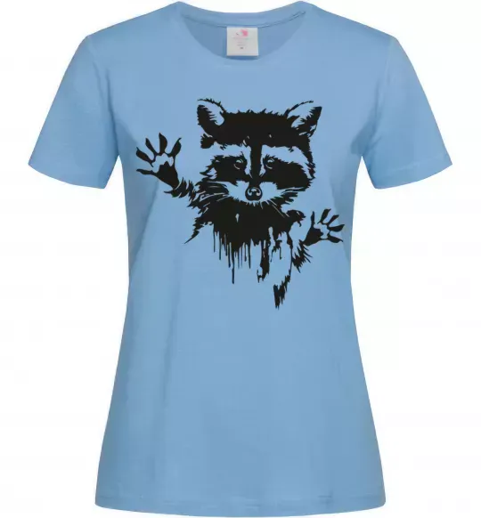 Жіноча футболка Лапки єнота Блакитний фото