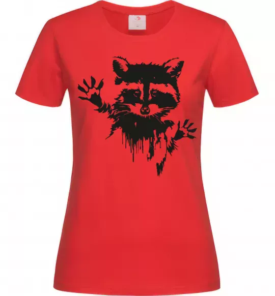 Жіноча футболка Лапки єнота Червоний фото