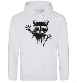 Мужская толстовка (худи) Лапки єнота Серый меланж фото