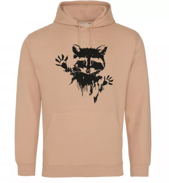 Мужская толстовка (худи) Лапки єнота Песочный фото