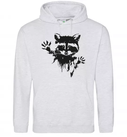 Жіноча толстовка (худі) Лапки єнота Сірий меланж фото