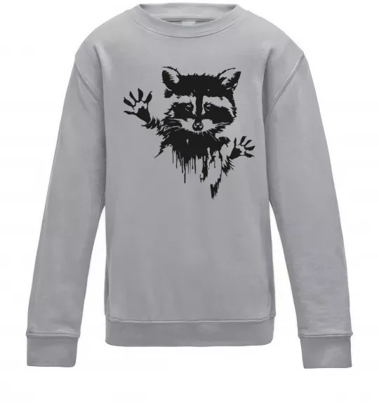 Детский Свитшот Лапки єнота Серый меланж фото