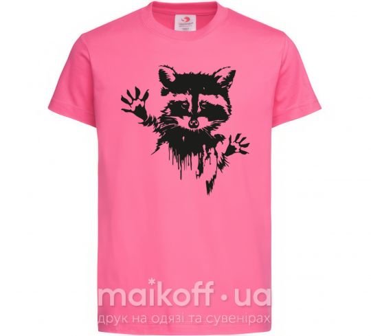 Дитяча футболка Лапки енота Яскраво-рожевий фото