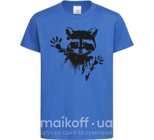 Детская футболка Лапки енота Ярко-синий фото