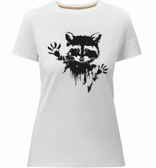 Женская премиум футболка Лапки єнота Белый фото