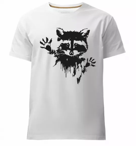 Мужская премиум футболка Лапки єнота Белый фото