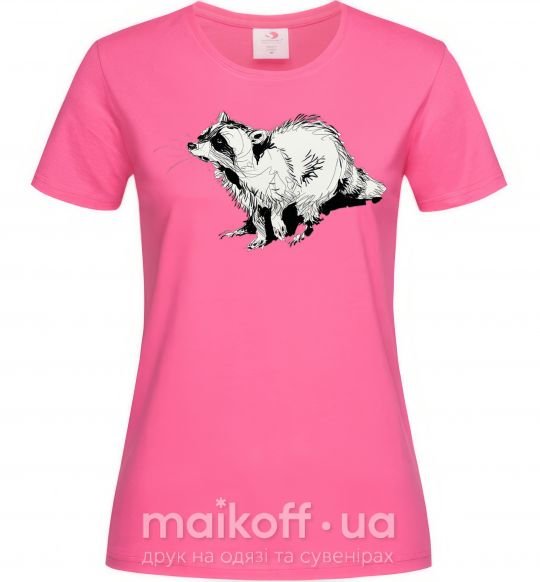 Женская футболка Sitting racoon Ярко-розовый фото