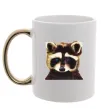 Чашка с цветной ручкой Коричневий єнот Золото фото