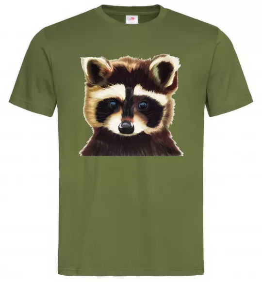 Мужская футболка Коричневий єнот Оливковый фото
