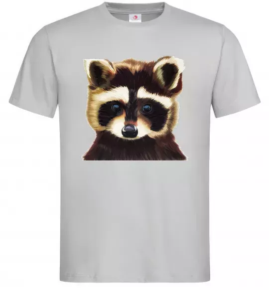 Мужская футболка Коричневий єнот Серый фото