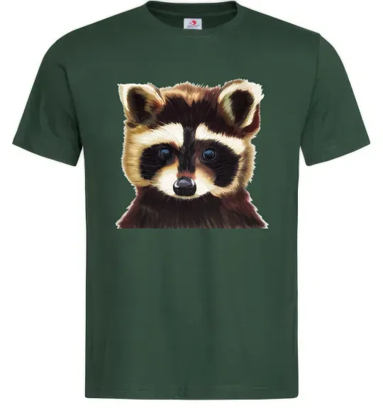 Мужская футболка Коричневий єнот Темно-зеленый фото