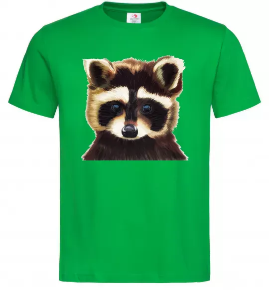 Мужская футболка Коричневий єнот Зеленый фото