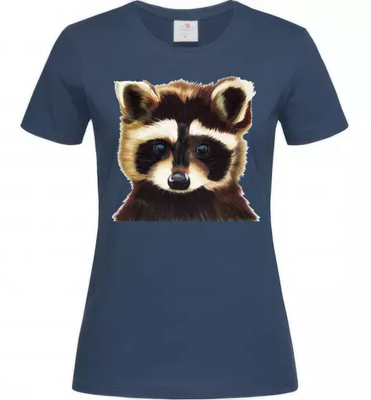 Женская футболка Коричневий єнот Темно-синий фото