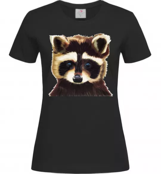 Женская футболка Коричневий єнот Черный фото