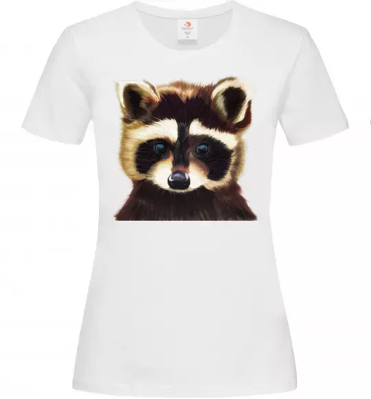 Женская футболка Коричневий єнот Белый фото