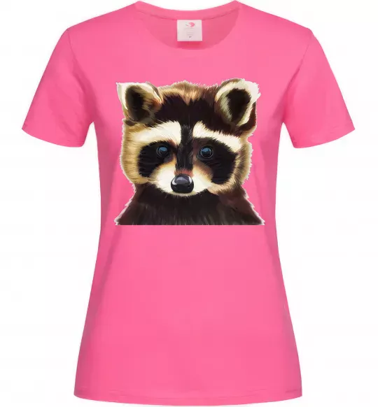 Женская футболка Коричневий єнот Ярко-розовый фото