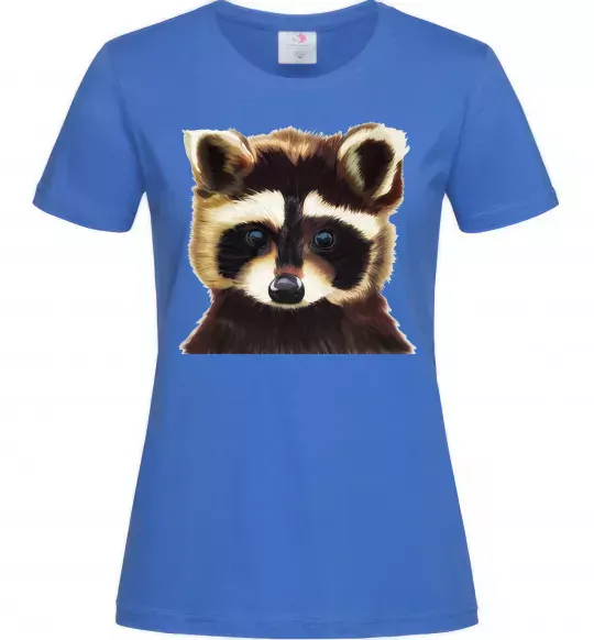 Женская футболка Коричневий єнот Ярко-синий фото