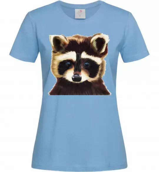 Женская футболка Коричневий єнот Голубой фото