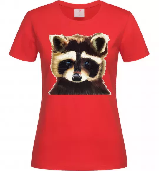 Женская футболка Коричневий єнот Красный фото