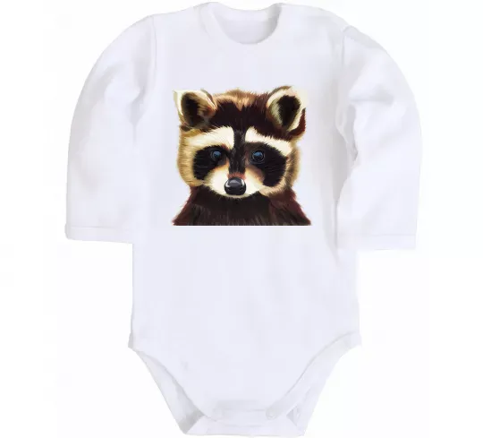 Дитячий бодік Коричневий єнот Білий фото