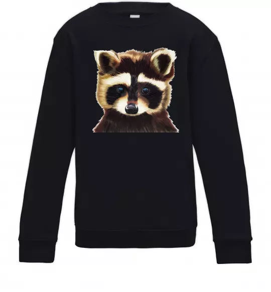 Детский Свитшот Коричневий єнот Черный фото